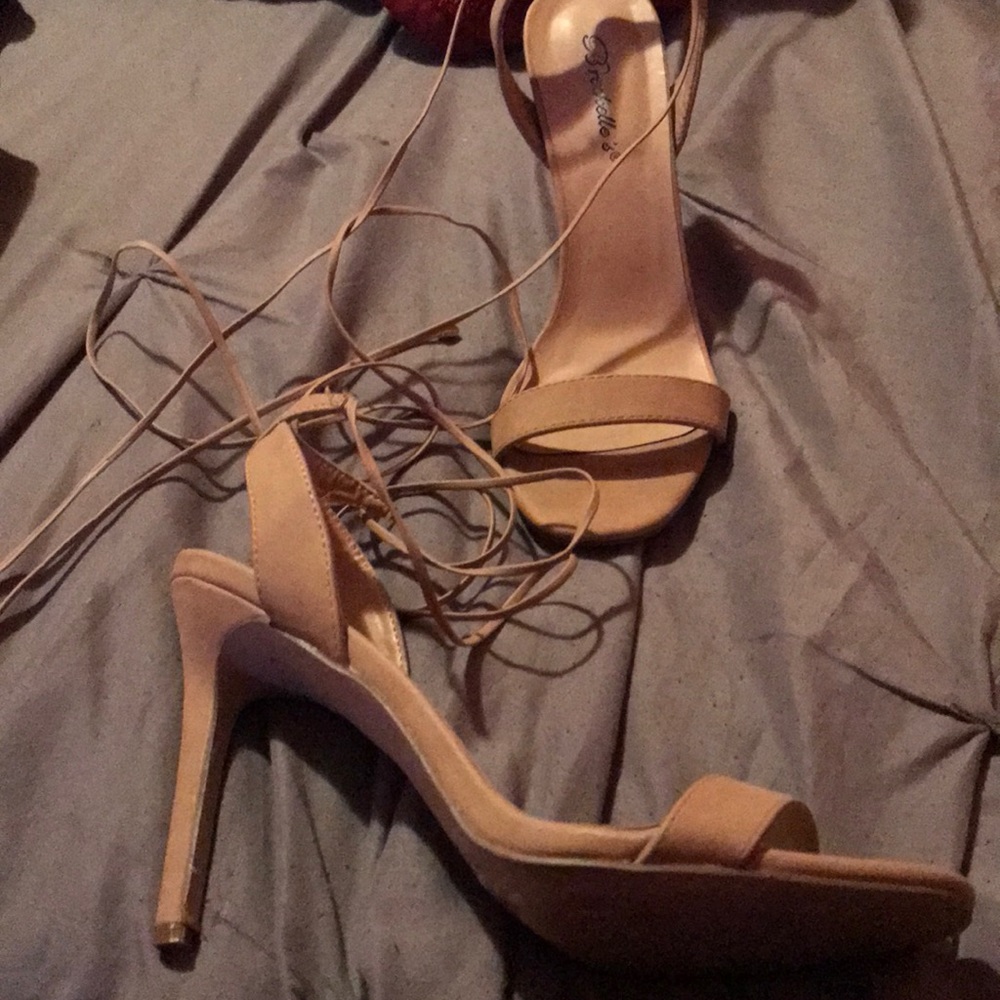 Nude strappy heels